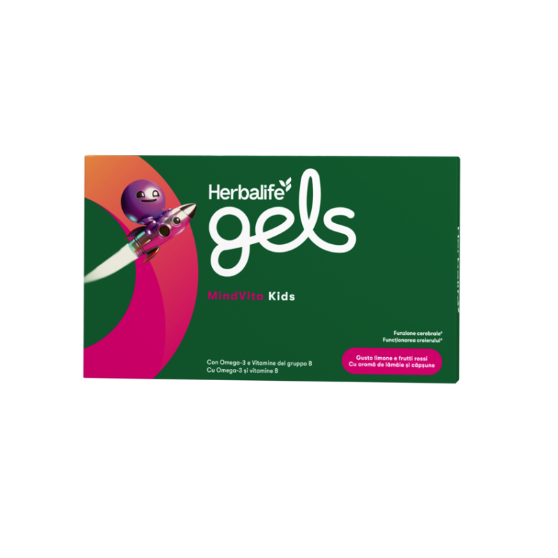 Herbalife Gels MindVita Kids Aromă de lămâie și căpșune 30 de comprimate de gel masticabile