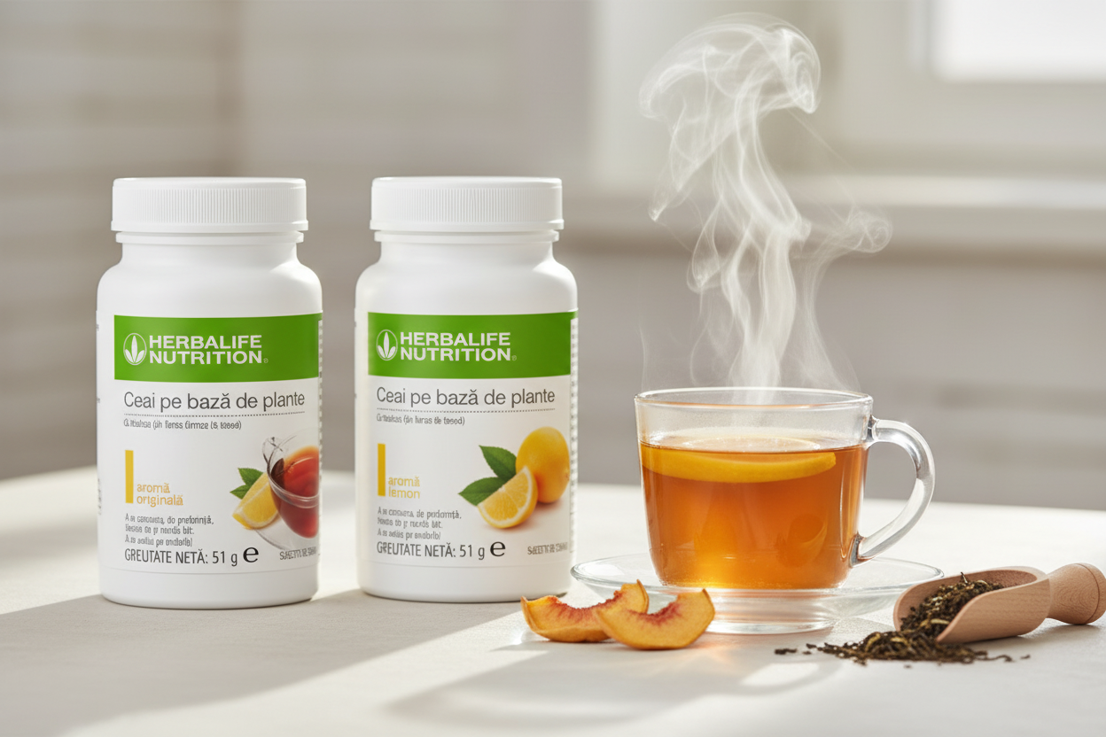 Ceai Herbalife con tazza fumante
